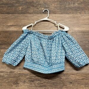 Lilly Pulitzer Blue Patterned Off-Shoulder Blouse